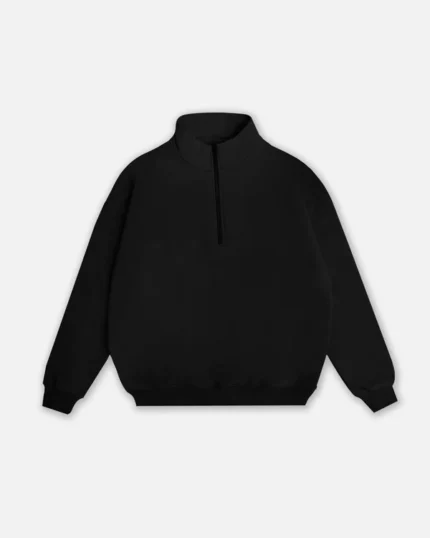 Drop Shoulder 1/4 Zip – Black