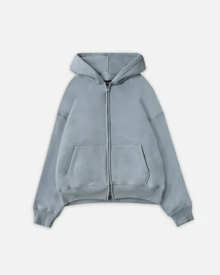 Drop Shoulder Zip Hoodie – Slate