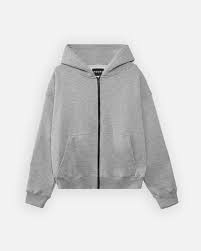 Drop Shoulder Zip Hoodie – Grey